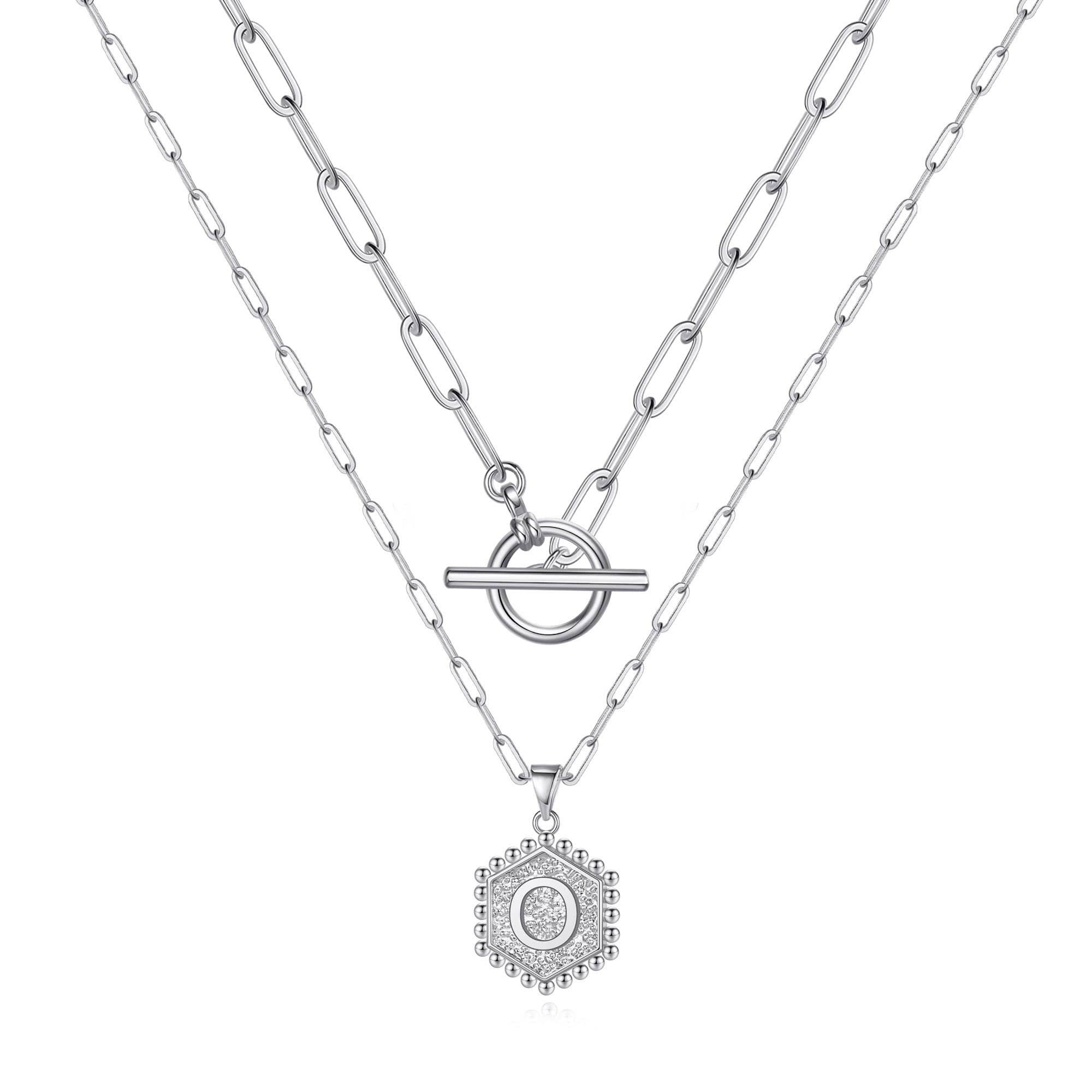 Collier initiales plaqué or 14K pendentif hexagonal ras du cou - 4