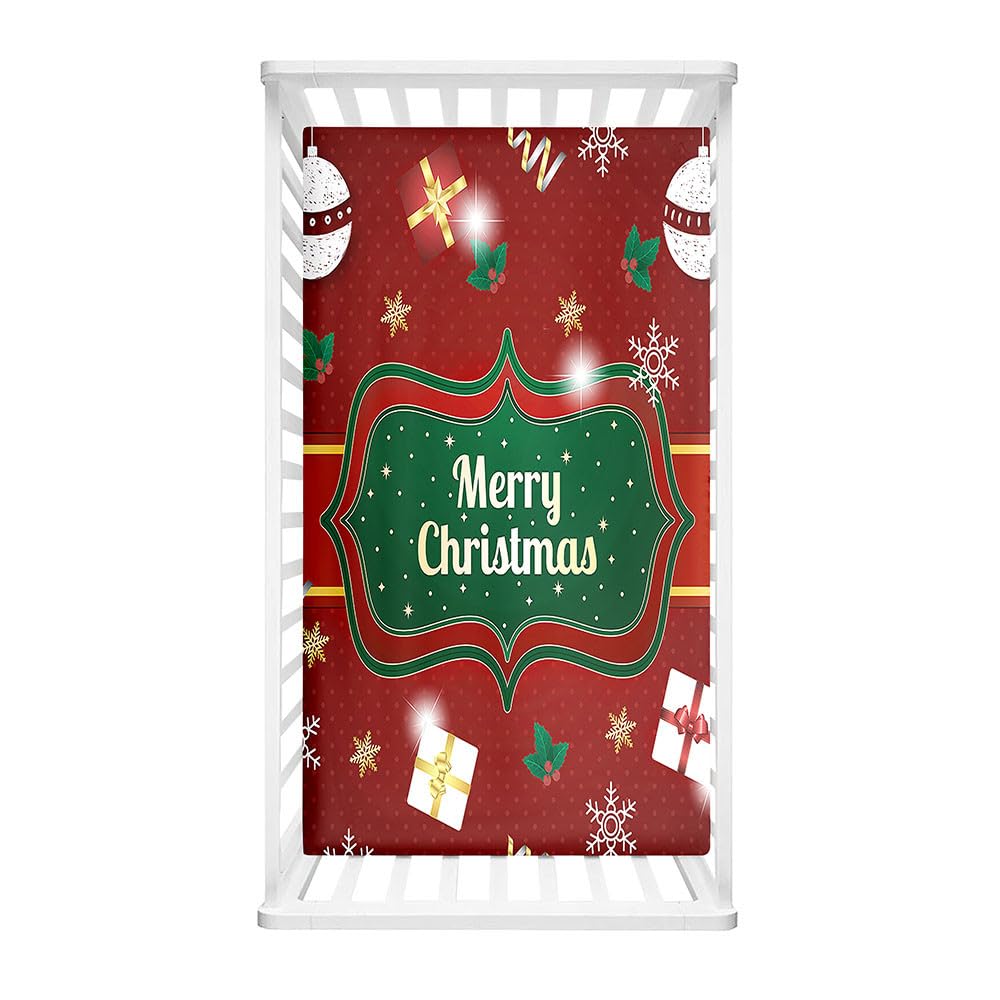 Hiseng Microfiber Crib Sheets, Cot Bed Sheets Christmas Cot Fitted Sheets Bassinet Mattress, Soft and Comfortable Toddler Bed Sheets for Boys, Girls (Christmas E,75x30cm)