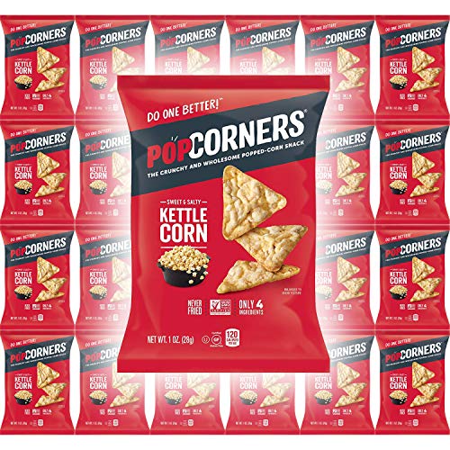Popcorners Sweet & Salty Kettle Corn, Carnival Kettle Crispy and Crunchy Popped Corn Chips, Gluten-Free, 1oz Bag (Pack of 24, Total of 24 Oz)