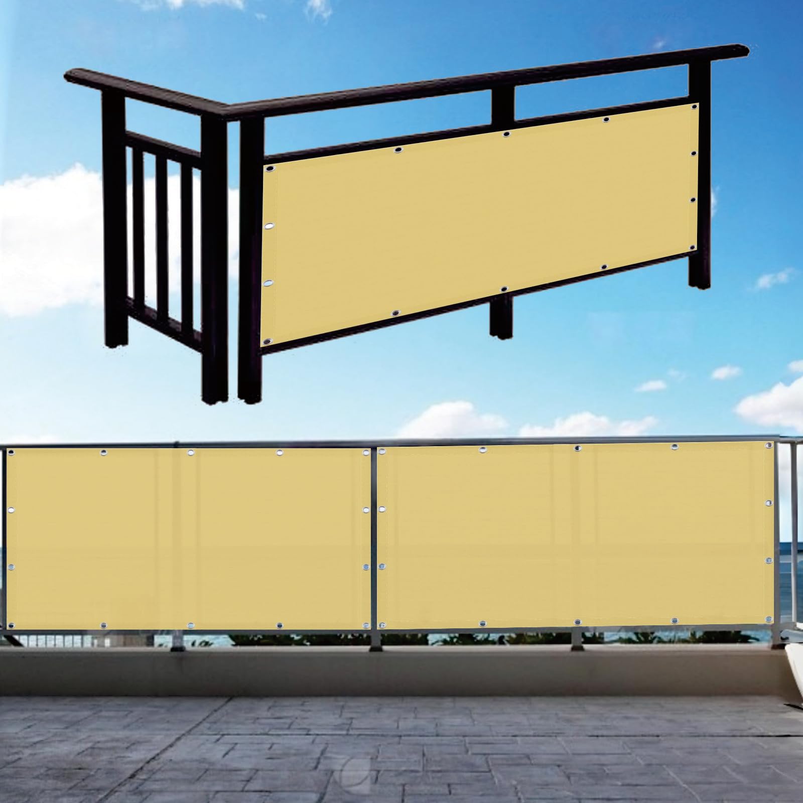 Brise vue pour balcon anti-UV et coupe-vent - Canisse imperméable 8,3 m pour patio
