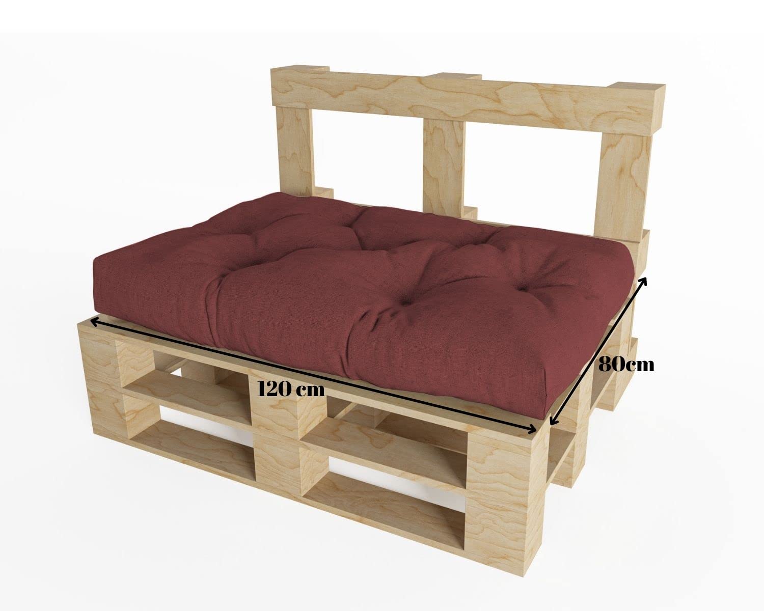 chilly pilley Coussin De Palette EU Flocons De Mousse pour Meublespalette Dossier De Canapé Coussin De Siège Coussin Latéral Ensemble Coussins Nombreuses (5er Set Rouge Foncé) - 5