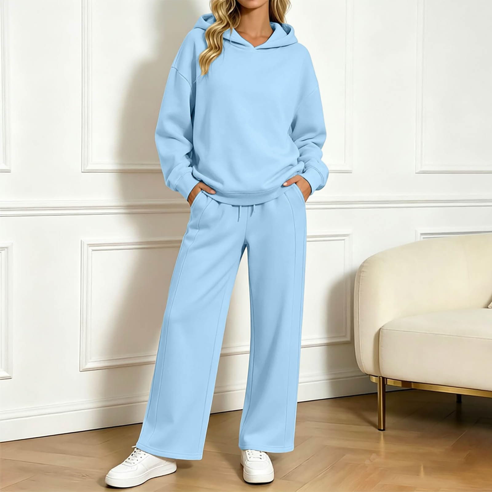 Generisch Tuta da donna con cappuccio e pantaloni, tuta da jogging