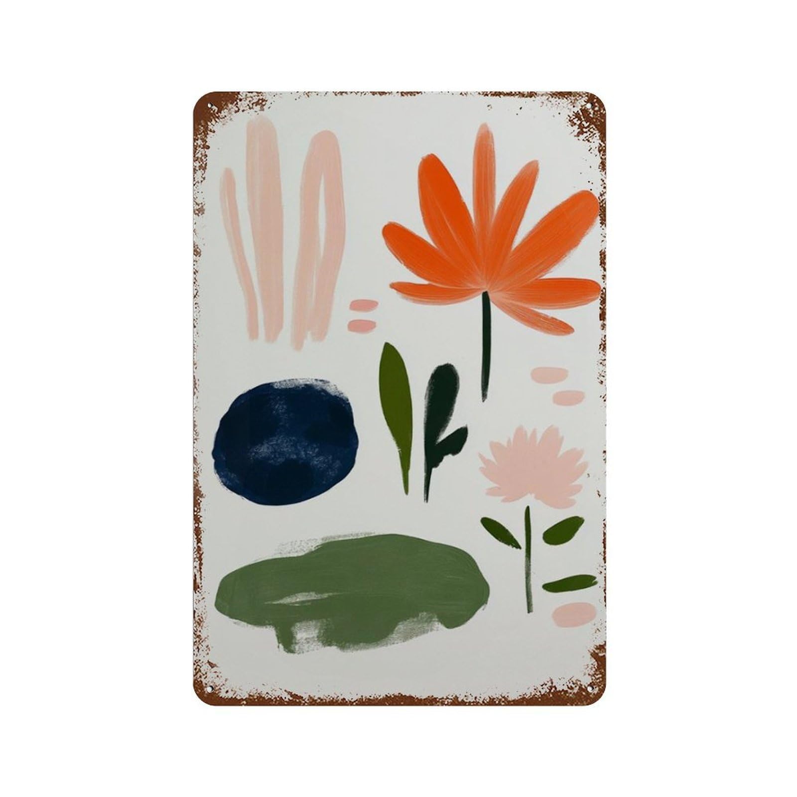 xiaoxiaoshen Abstract Floral Modern Botanical Minimal Colorful Flower Work Scandinavian Conte Wall Decor Art Metal Tin Poster Modern Home Decor Art Home Bar Shop Decorations Vintage Sign 30x20cm