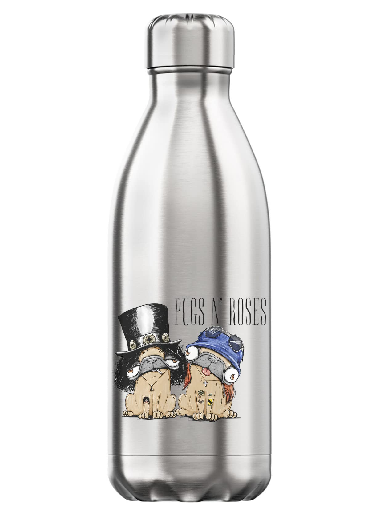 Bouteille thermique Pugs N Roses gourde isotherme inox pour sport et bureau