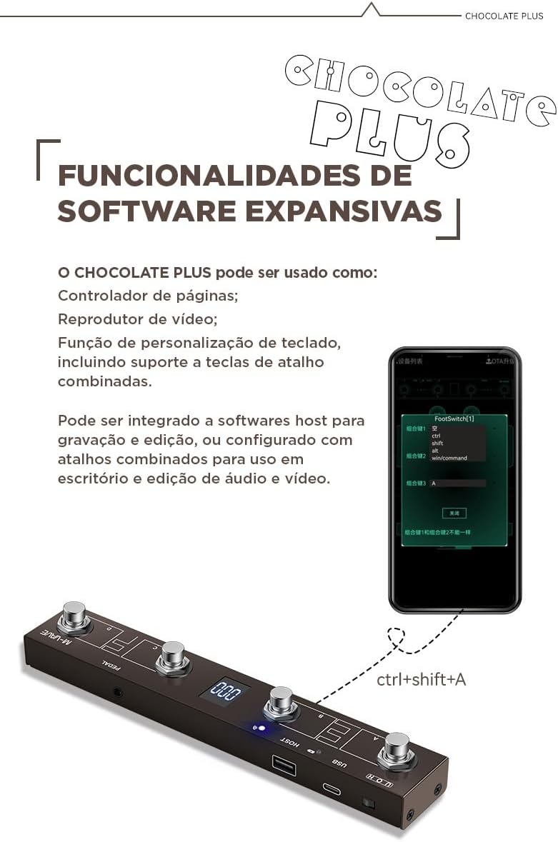 M-VAVE Chocolate Plus controlling a mobile app with keyboard shortcuts