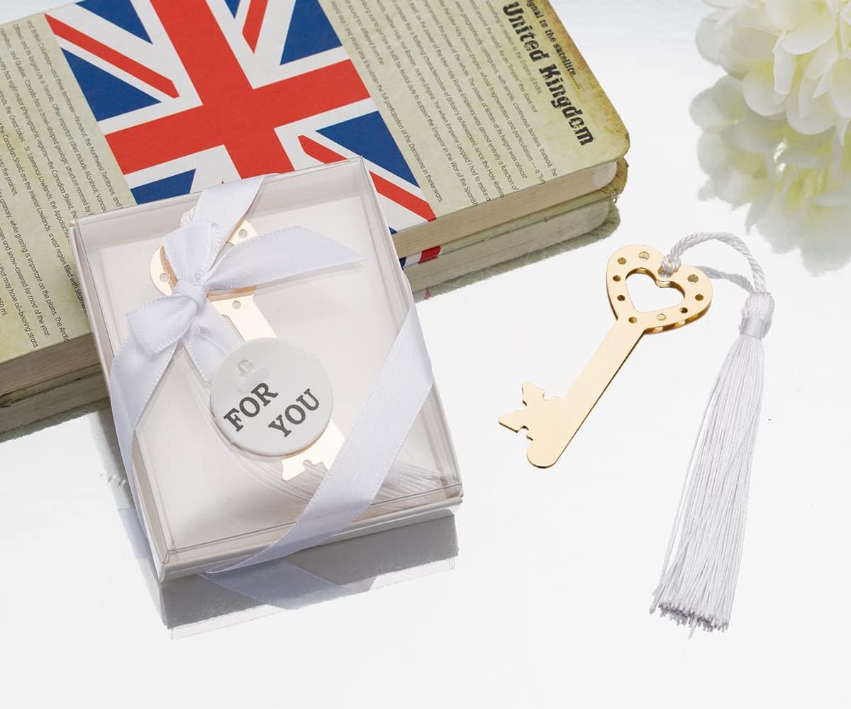 60 Pcs Love Key Bookmarks for Baby Shower Favors Office Supplies School Gifts Wedding Decoration for Guests