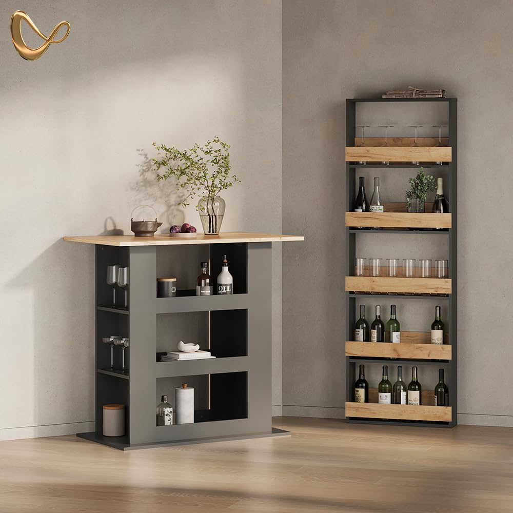 Livinity Bartisch Regusa, Goldkraft Eiche/Anthrazit, 110 x 65 cm