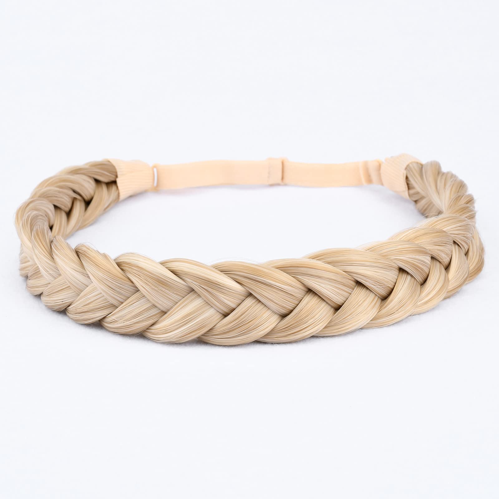 Gledola 2 Strands Fishtail Plaited Braids Headband Braided Synthetic Hair Elastic Stretch, Hair Accessory for Bride Women