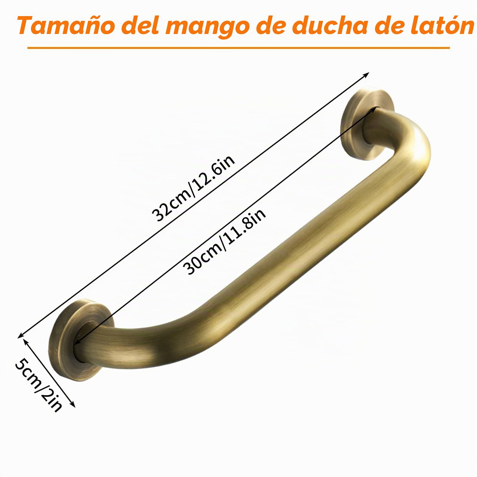 Asa Seguridad Antideslizante para Baño, Bañera Toallero Manija, Pasamanos Seguridad con Tornillos Ocultos, Reposabrazos para Inodoro, Cocina, Dormitorio, Discapacitados, Niños, Mayores(Dorado-30CM)