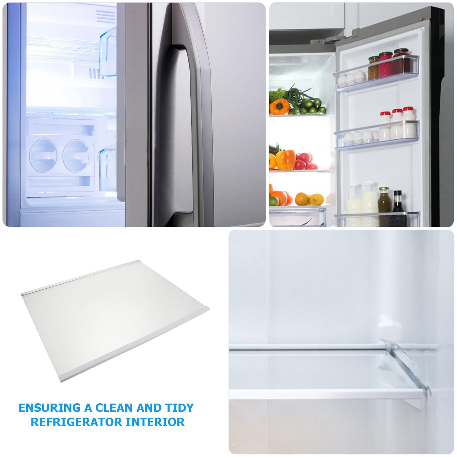 Ripiano Frigo in Vetro Temperato 17, 32x13, 58 Pollici | Pannello Divisorio Trasparente, Bordi senza Sbavature, per Freezer e Cucina
