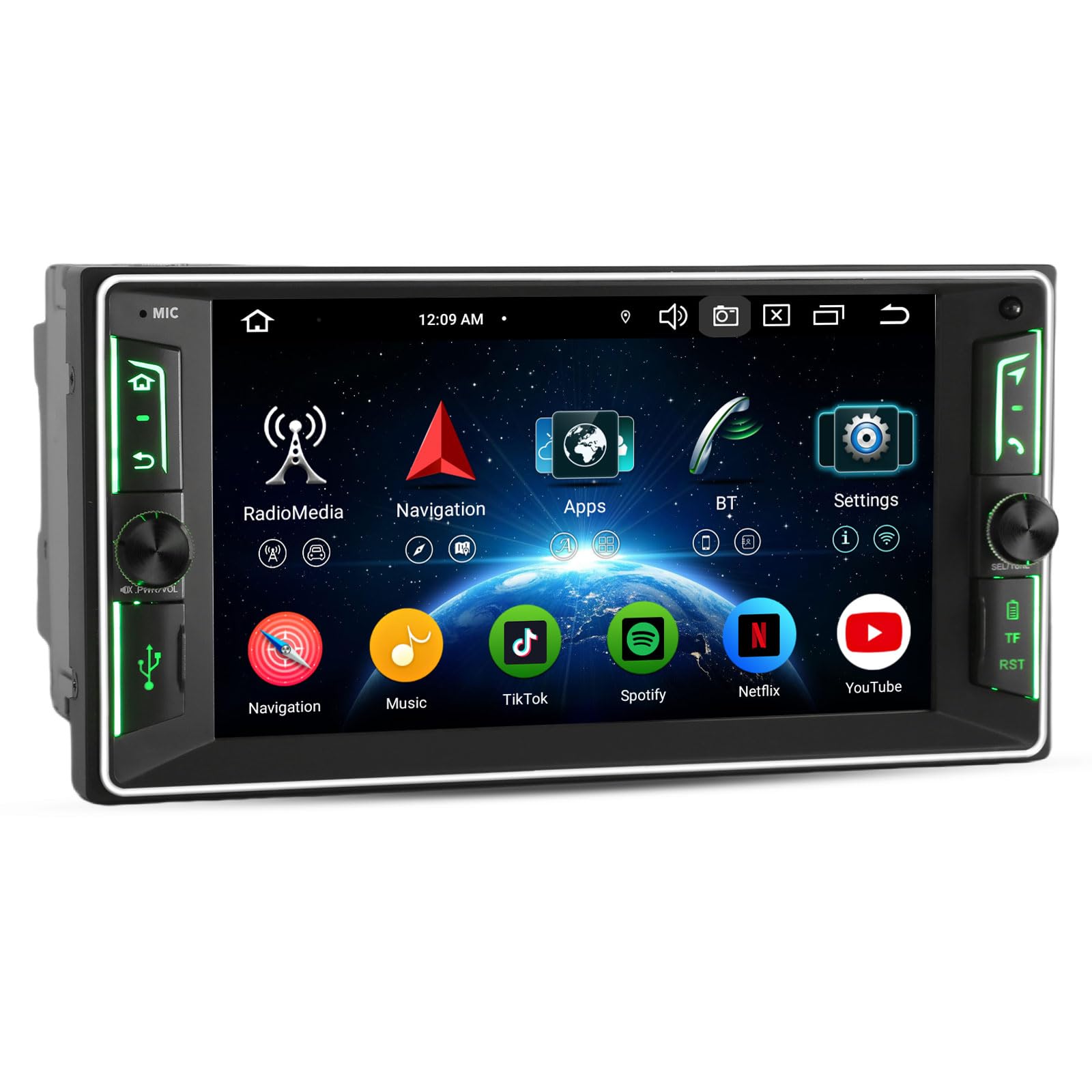 Erisin 8-Kern 4GB+64GB Android 14 Autoradio Bluetooth GPS Navi für Toyota Hilux RAV 4 Corolla Prado Vios Land Cruiser 100 Terios 7" IPS Touchscreen Kabelloses CarPlay Android Auto WiFi 4G DAB+ Canbus