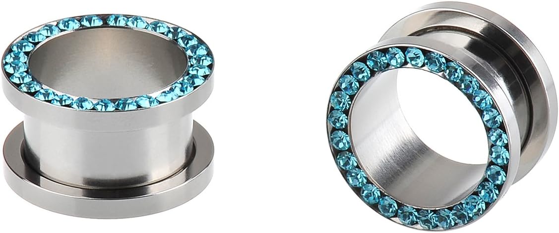 IPINK-10pcs Stainless Steel Screw Flesh Tunnel Ear Plug Expander Stretcher Muliti- Colors 8g-9/16