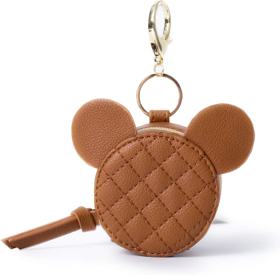Pacifier Holder Case with Clip , Pacifier Pouch Cover,Pacifier Charm Pod with Clasp Attach to The Strollers & Diaper Bags,Hold 2 Pacifier or Shield(Diamond Brown)