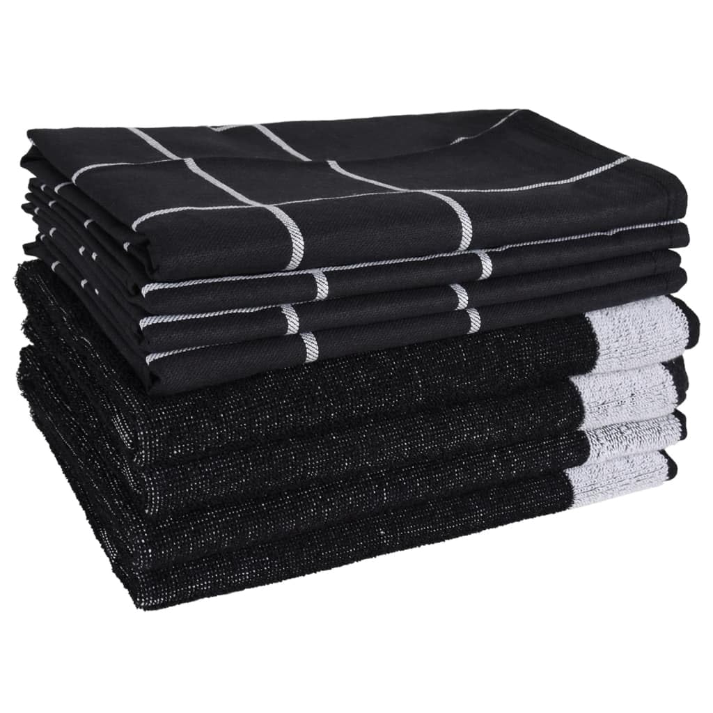 Set di 12 asciugamani neri in cotone, 4 strofinacci da cucina da 50 x 70 cm, 4 asciugamani per ospiti da 50 x 50 cm, 4 strofinacci da 30 x 30 cm, assorbenti per bagno, cucina, sauna, viaggi