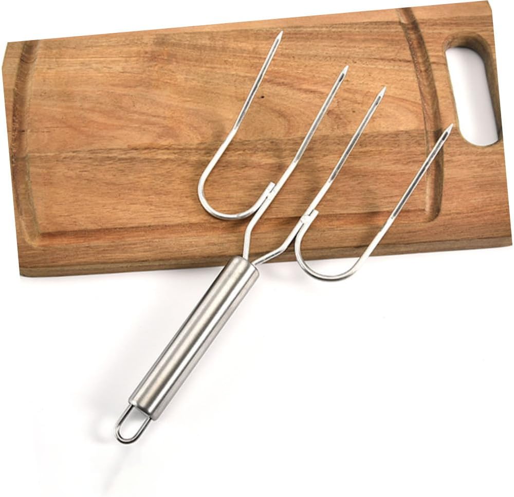 UPKOCH Stainless Steel Turkey Lifting Forks 2pcs Heavy Duty Barbecue Skewers Portable Meat Carving Forks for Outdoor Grilling and Thanksgiving Cooking