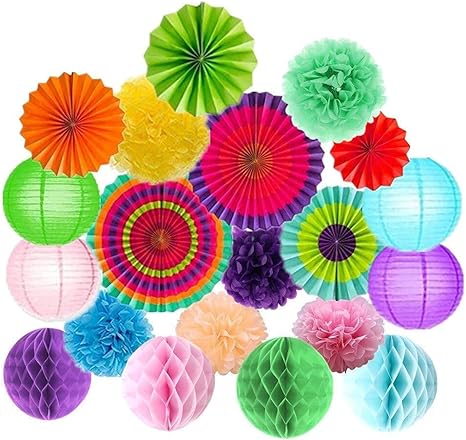 Amazon Co Jp ピースフィエスタパーティーの装飾ティッシュペーパーpom Pomの花紙ハニカムボールペーパーランタンぶら下げファンの装飾 Color Multi おもちゃ