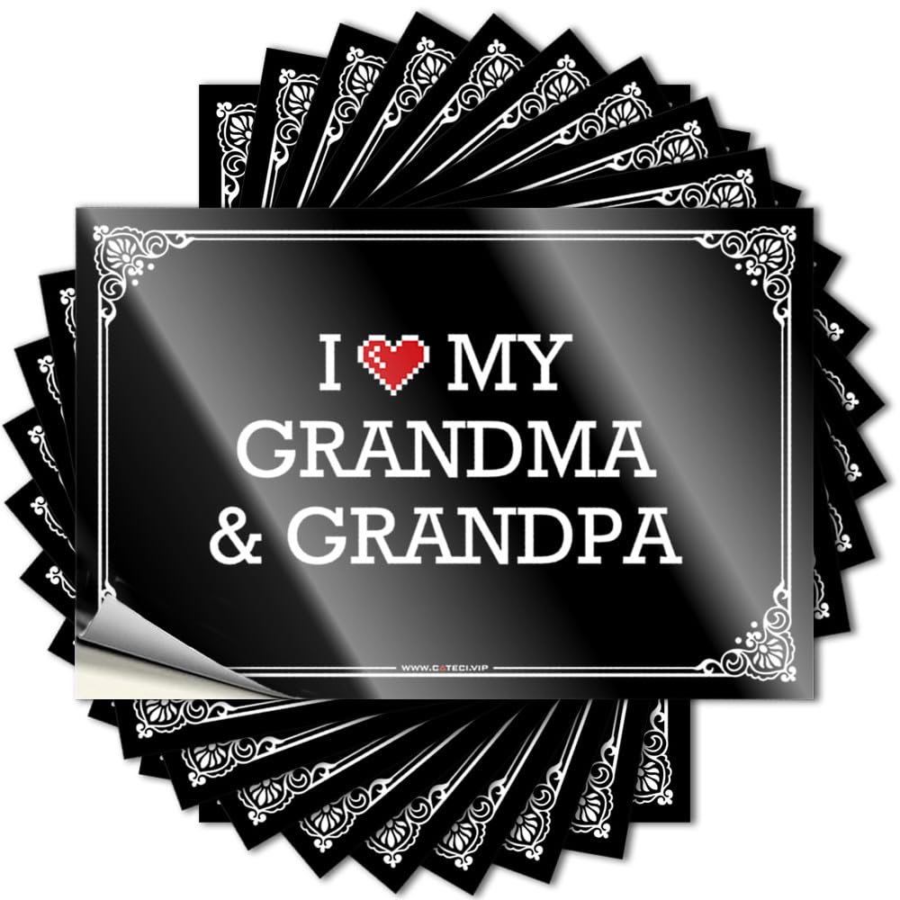 Sticker Autumn Bath Decor Bottle I Love My Grandma & Grandpa - No Residue Decals for Teen(8X12CM)