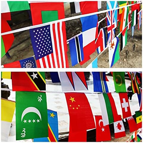 International Flags, G2PLUS® 164 Feet 8.2'' x 5.5'' World Flags, 200 Countries Olympic Flags Pennant Banner for Bar, Party Decorations, Sports Clubs, Grand Opening, Festival Events Celebration
