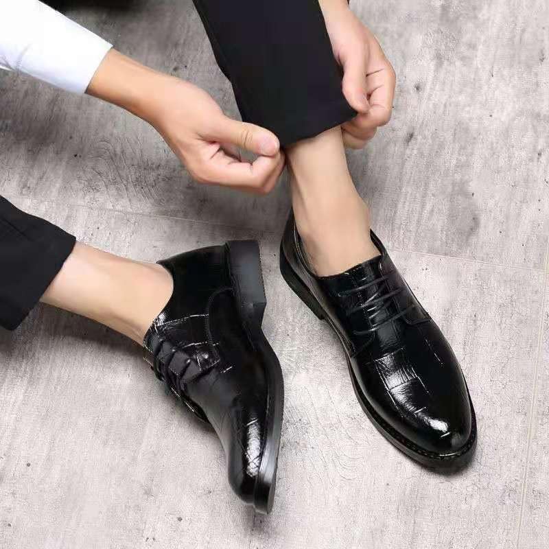 Mens Loafers Wedding Classic Lace Up Low Top Leather Dress Shoes Social Faux Patent Leather Oxford Dress Shoes3