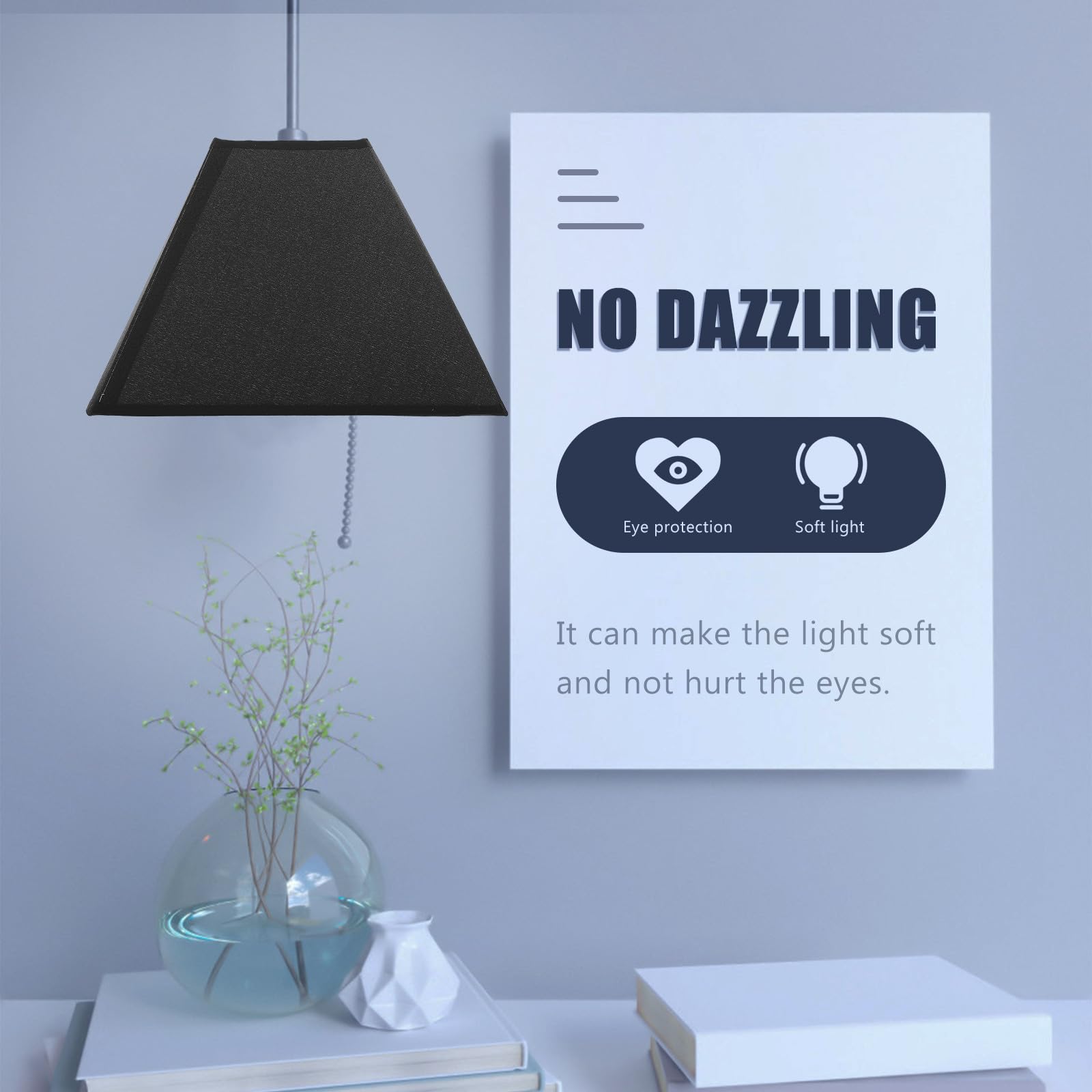 Paralume Nero per Lampada E27/e14, Diffusore di Luce Decorativo per Camera da Letto, Stile Semplice e Delicato, Atmosfera Naturale e Calda