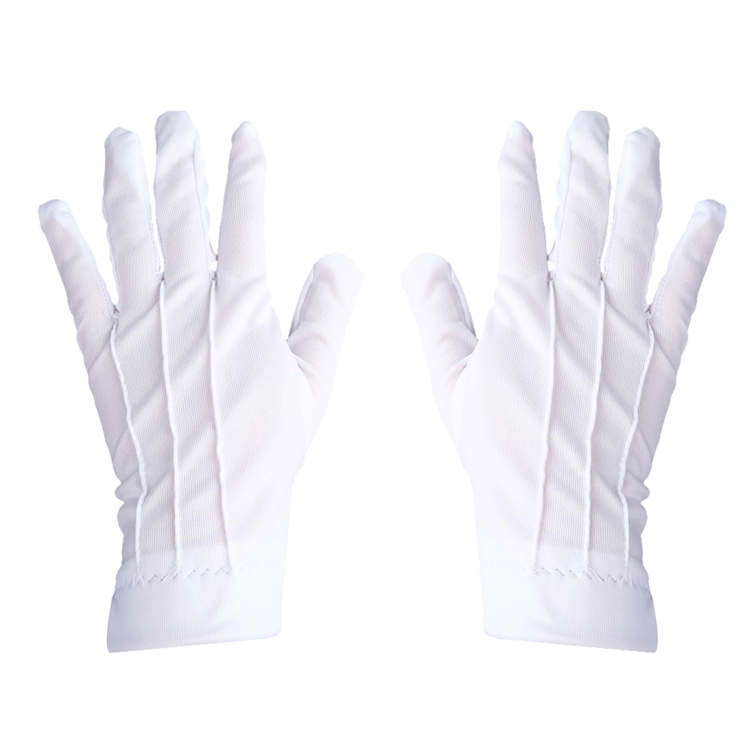 Bojueshaw 1 Pair White Cotton Gloves,Snap Closure,Reusable Stitched Gloves for Weddings,Police,Jewelry Handling,Catering & Parades