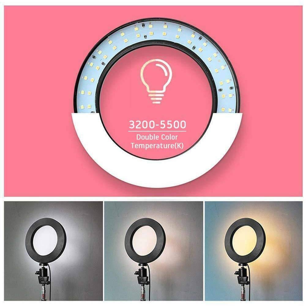 Luce ad Anello con Supporto, 3 modalità Colore 10 luminosità per Youtube, Facebook, Streaming Live, Trucco, (14,5 cm, 16 cm, 20 cm) Tre opzioni (Dimensioni: 14,5 cm)