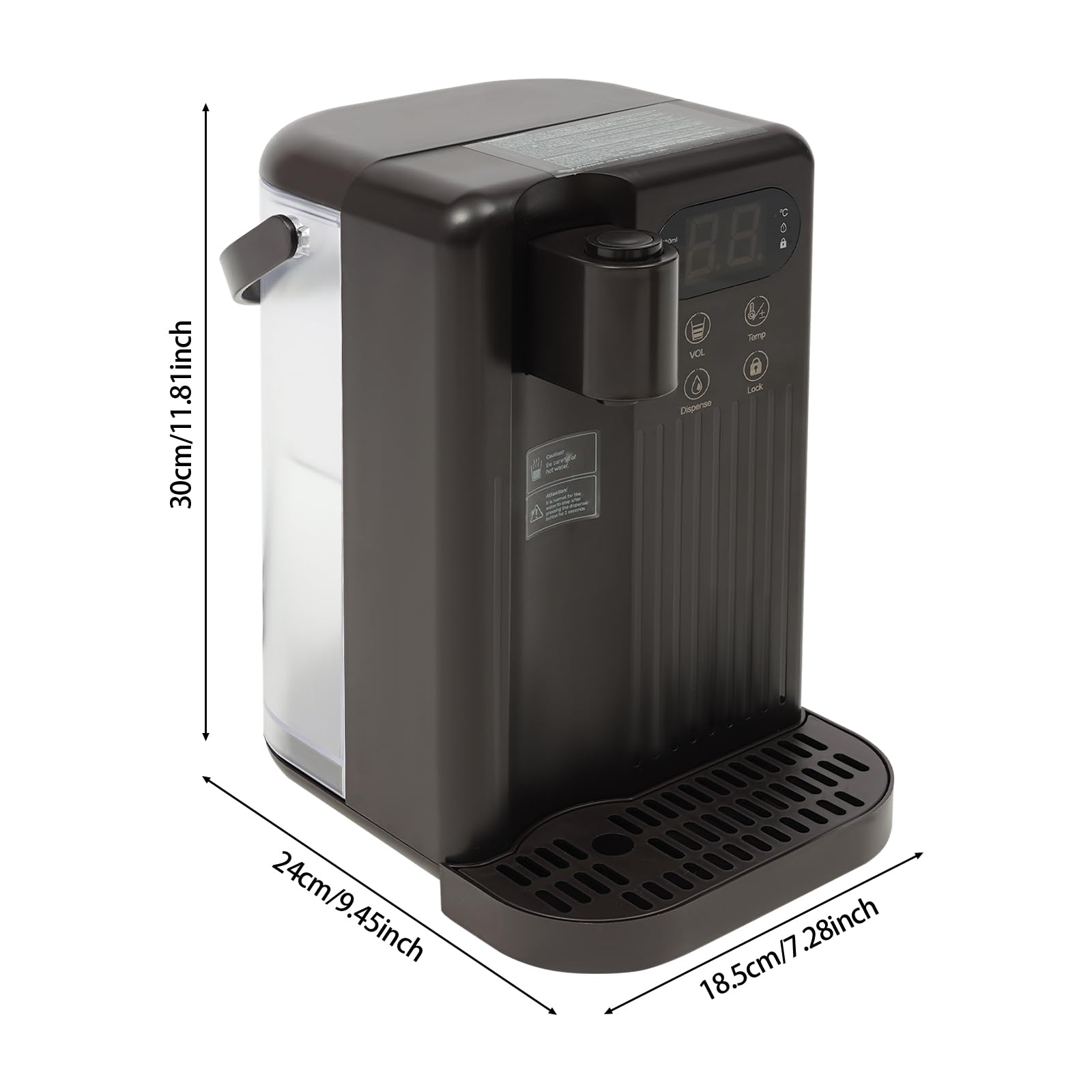 Dispensador eléctrico de agua caliente para beber fuente de agua oficina hogar caliente y fría máquina de beber mesa negra 18,5 x 24 x 30 cm 2200 W