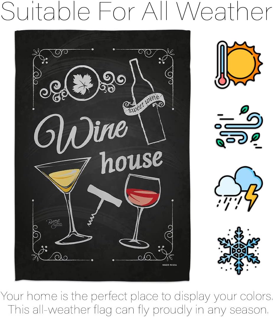 Breeze Decor Wine House Happy Hour & Drinks Everyday Wine Impressions Decorative Vertical Garden Flag, Multicolor, 13" x 18.5"