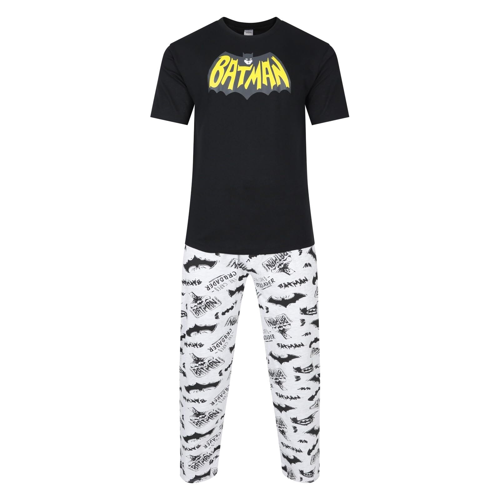 Ex Uk Store Men's Cm2 - Bat Crusader (Blk/Gry) Character Pyjamas S To Xxl Cartoon Night Sleep Lounge Pj Sets Xmas Novelty (Cm2 - Xl)