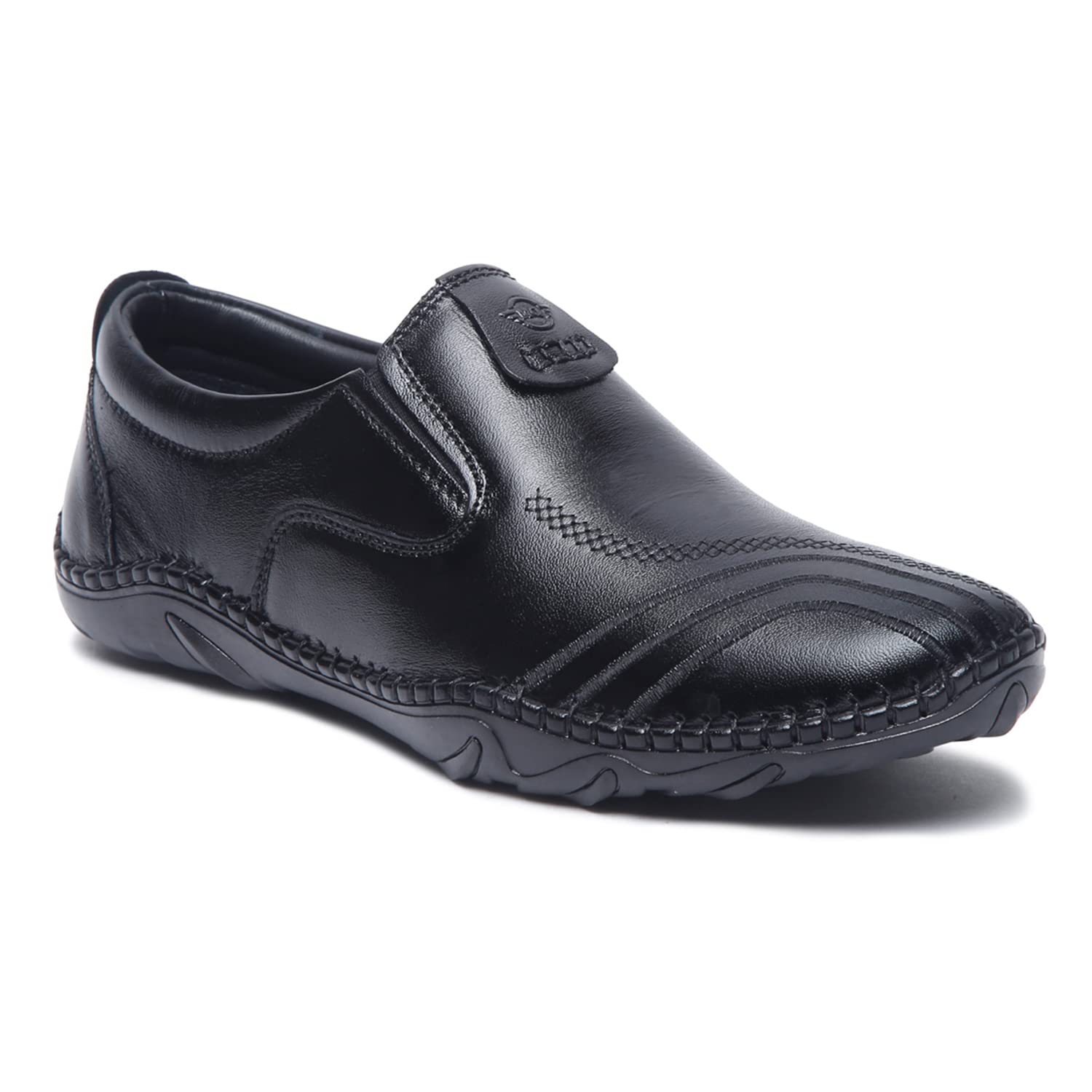 MUTAQINOTI Mens Midnight Black Genuine Leather Shoe Slipon Air Light Cushioned Handcrafted Side Weaved Formal Shoes for Men Officewear (Size-8 UK) (AXSWJB) (B0BQR3JD8D) Amazon Price History, Amazon Price Tracker