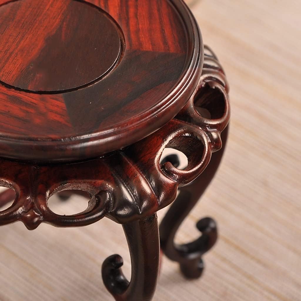 BABETT Bonsai Pedestal Vase Pedestal Stands Wood Carving Decorative Base Round High-Footed Vase Display Stand Small Bonsai Ornaments Antique Base Planter Stand Plant Holder (Size : Large)