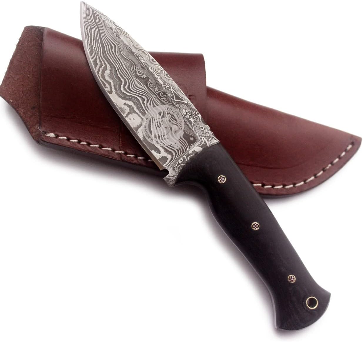 Handmade Damascus Steel Fixed Blade Knife for Hunting, Survival,Camping,Bushcrafting and Fishing- with Drop Point,Blade--Full Tang-Micarta Handle and Cowhide-Leather Sheath DCX 22 -280 (Celestial Shard)