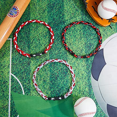 Image of Junkin Baseball Necklaces Three Braided Rope Titanium Necklace for Team Gifts Boys Men Player Softball Fans Sports