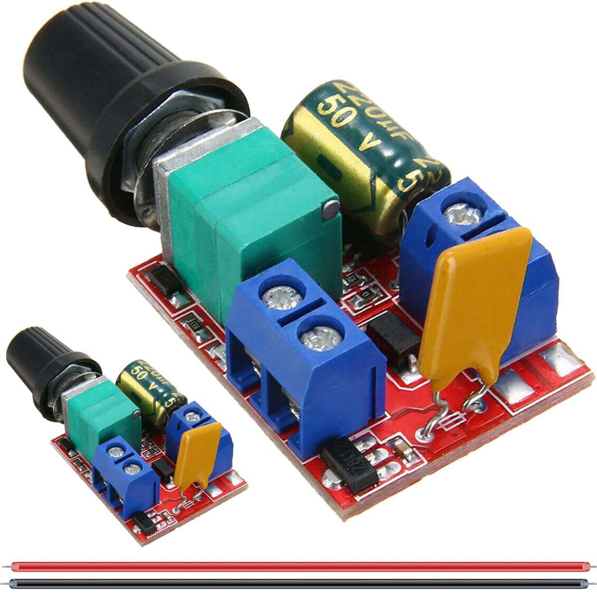 Contrôleur Vitesse Moteur DC PWM 5V-16V 10A – Module Mini DAOKAI, 2 Pièces Avec Câble 24AWG