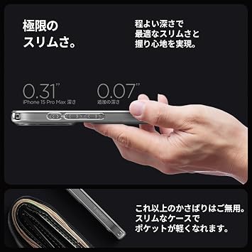 Spigen ACS06587 iPhone 15 Pro Max Case, Card Storage, Clear, US Military MIL Standard, Thin, Crystal Slot