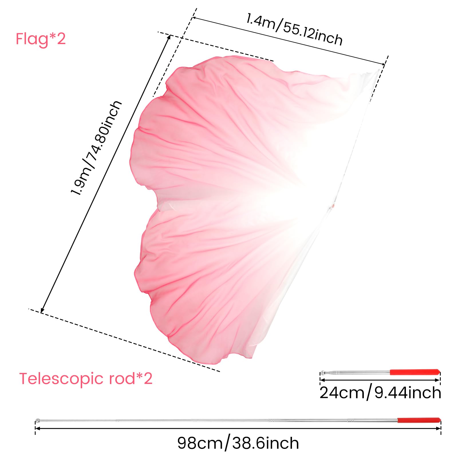 2 banderas de adoración de baile con poste telescópico, bandera de baile de alabanza suave, banderas de baile encantadoras, banderas de baile de adoración, banderas de adoración de alabanza, banderas