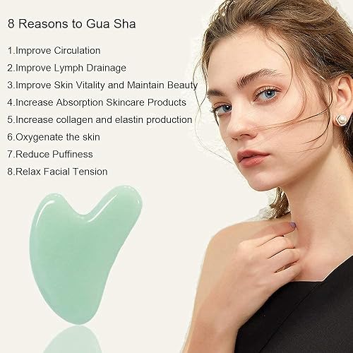 Miniatura 2 de Ditind Gua Sha herramientas faciales de jade Gua Sha herramienta de guasha para cara herramienta de masaje Gua Sha de jade natural terapia de