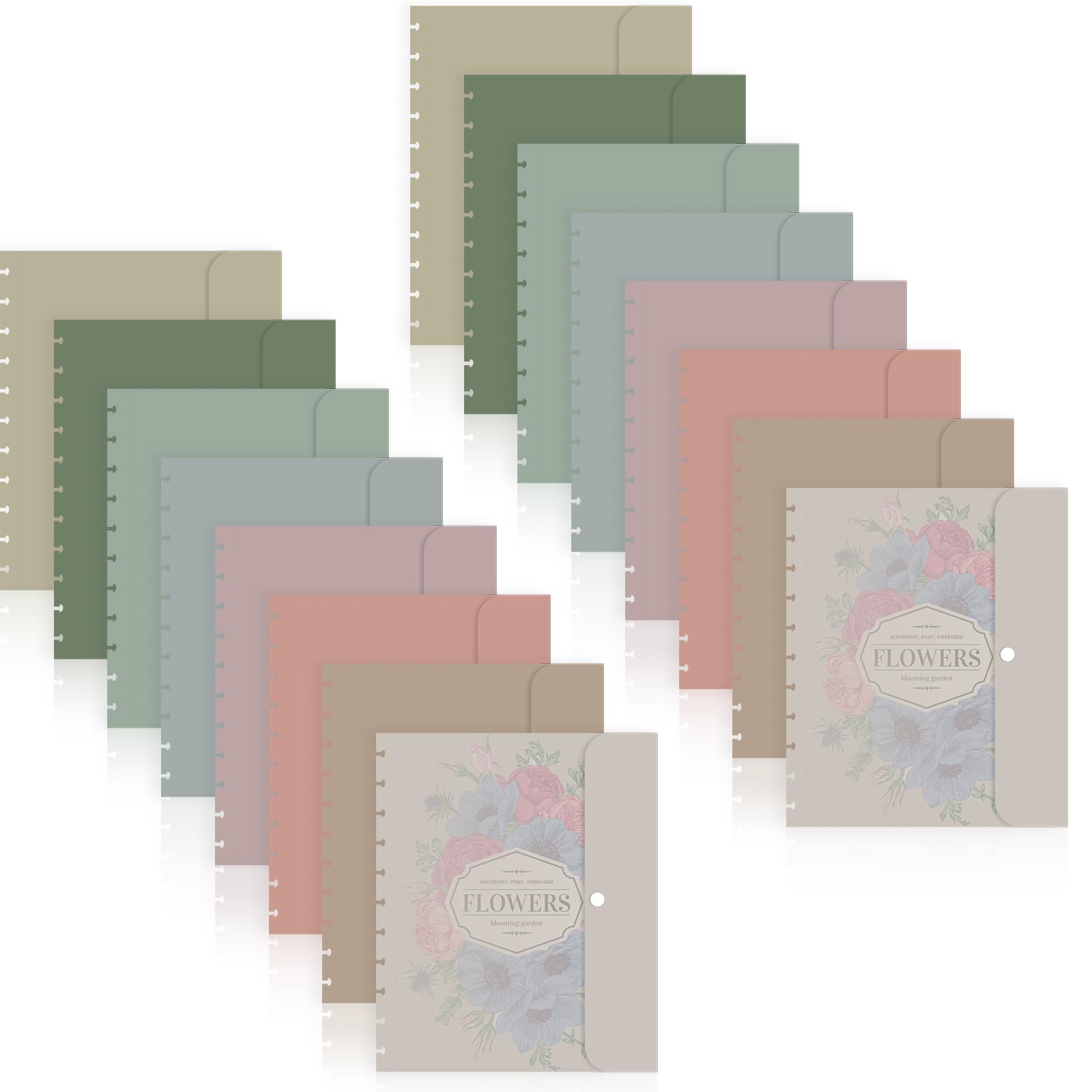 16 Pack Plastic Envelopes Discbound Pocket 8.5 x 11.1 Inch Discbound Notebook Planner Binder Letter Size Pocket Dividers for Business School Organizer