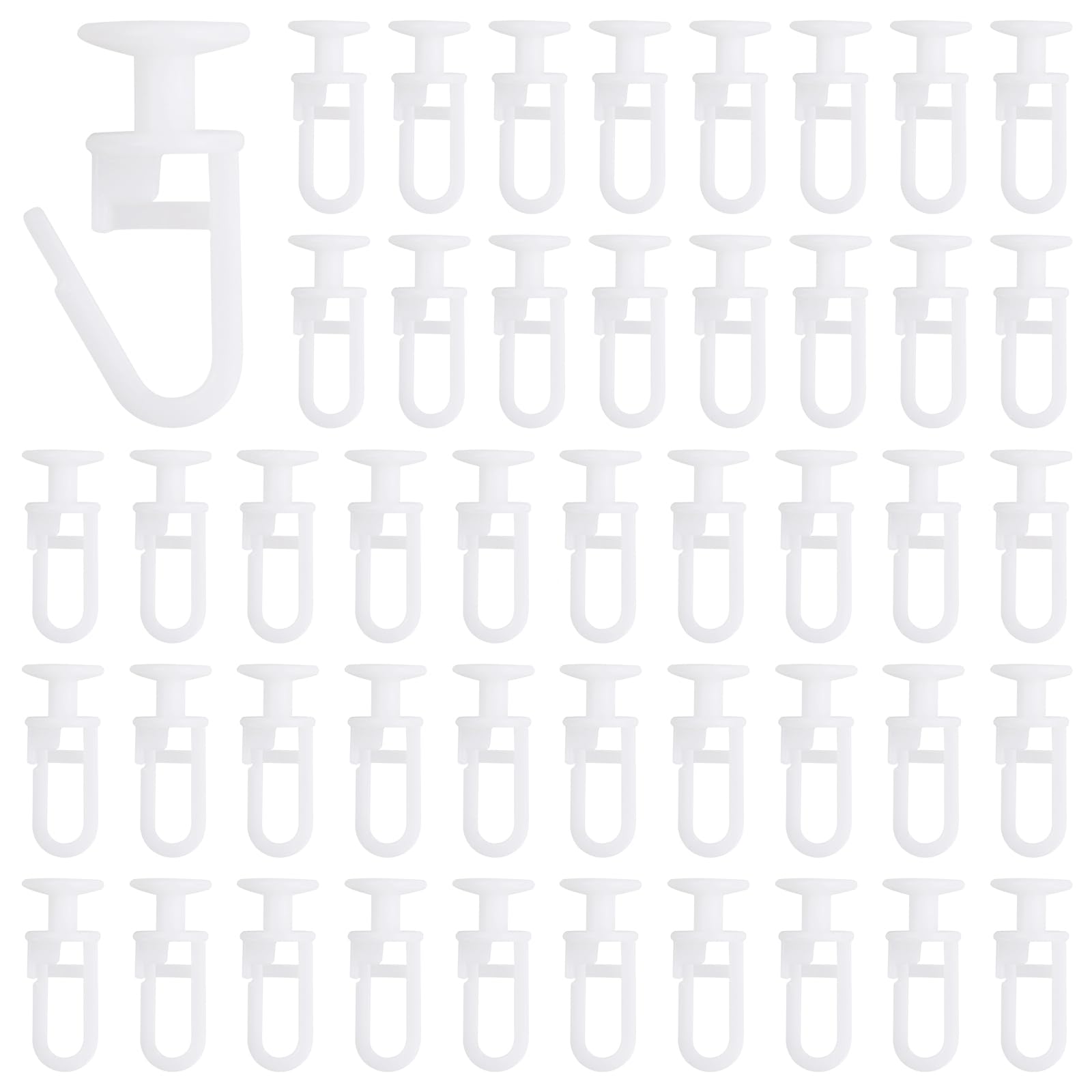 DELFRA Lot De 200 Agrafes De Rideau à Tête De 7 Mm - Crochets Pour Rails Rideaux, Compatible Ikea Kvartal, Blanc, Faciles à Installer