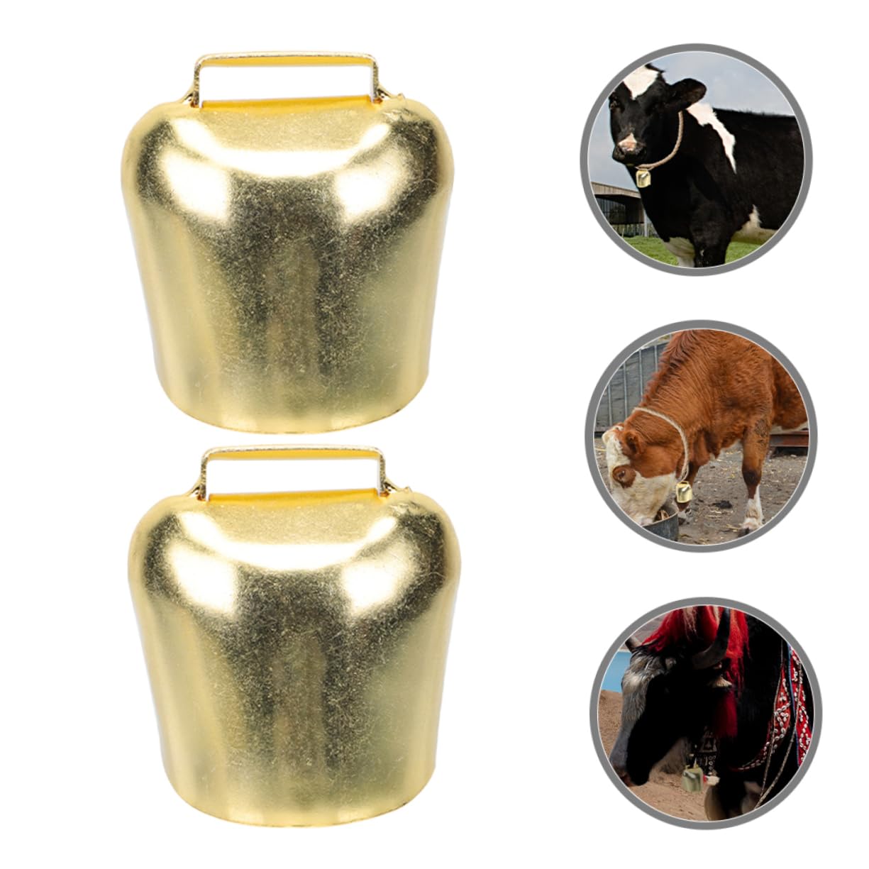 Levemolo Set of 2 Retro Cow Bells Large Loud for Cattle Sheep Pets for Hiking Grazing Garden Decor