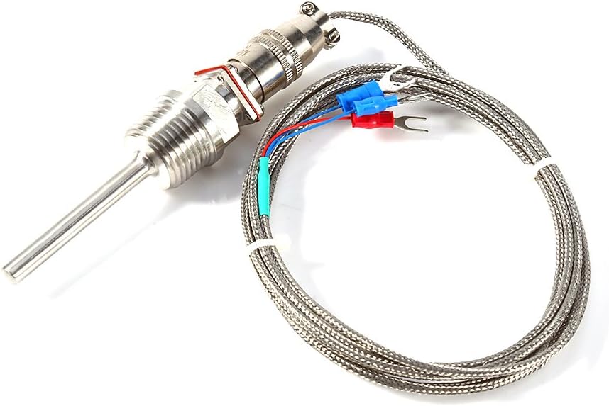 RTD PT100 Temperature Sensor Probe(0.23"x 2“), 1/2" NPT Thread with 2 Meter Cable,-50 to 300 ℃