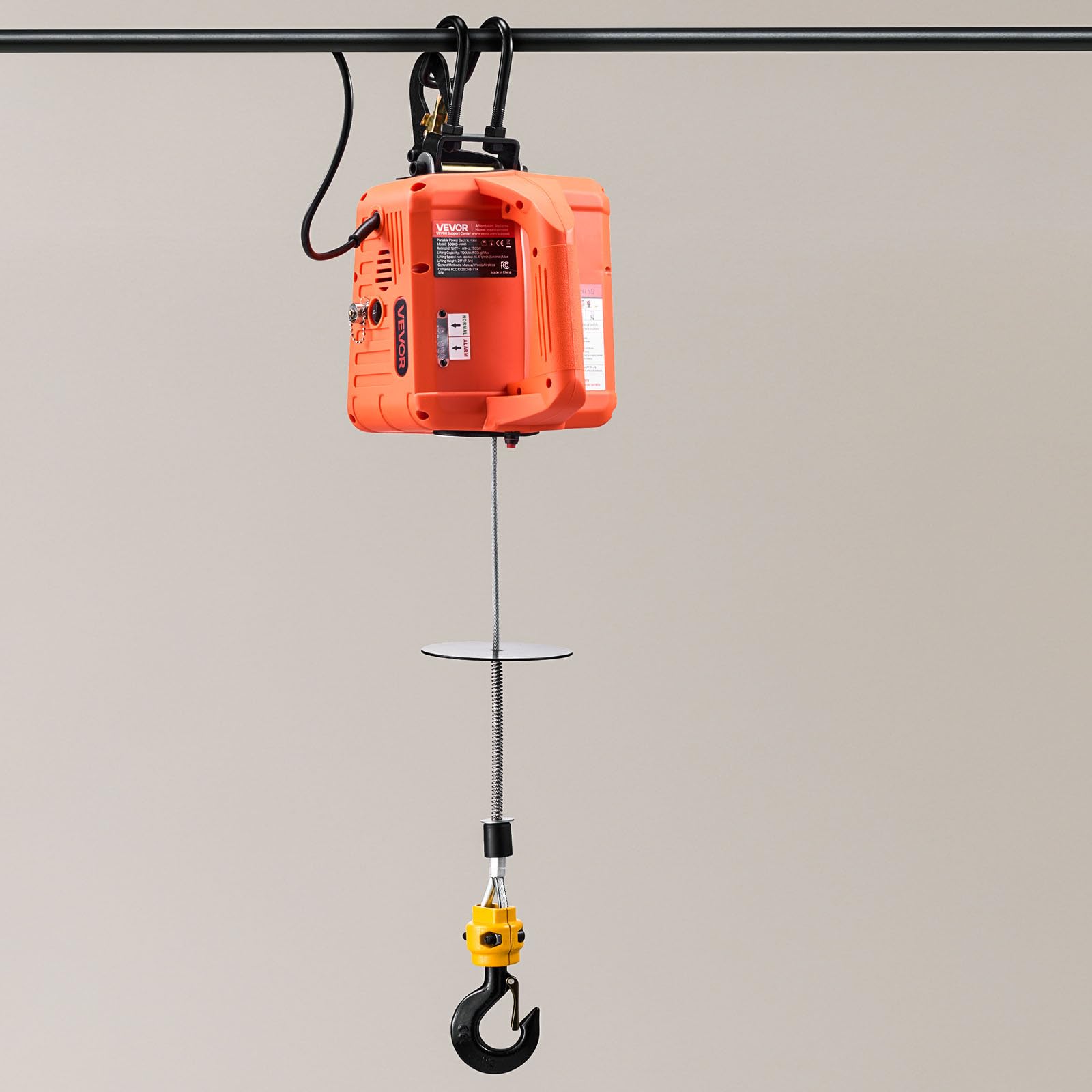 VEVOR Elektrische Seilwinde 500 kg Tragkraft 1500 W 7,6 m Hubhöhe 5 m/min 3-in-1 Elektro-Hebezeug mit Fernbedienung