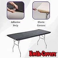 Vista 4 de Kwik-Covers Protectores para mesa rectangulares, de 6 pies, de plástico, de 30 x 72 pulgadas. Paquete de 5 unidades., Negro