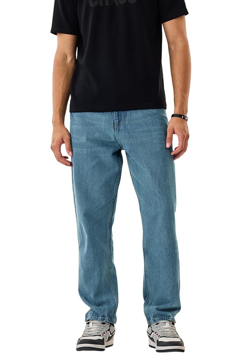 snitch Men Casual Jeans | Baggy Fit with Mid Rise & Relaxed Thigh | 100% Cotton Woven Denim for All Seasons | Durable & Comfortable Design for Everyday Wear-picture-13