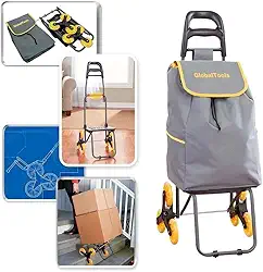 Carrinho de Carga 3 Rodas Sobe Escada Climbing Cart 40Kg GT082 Globalmix, Cinza, Médio