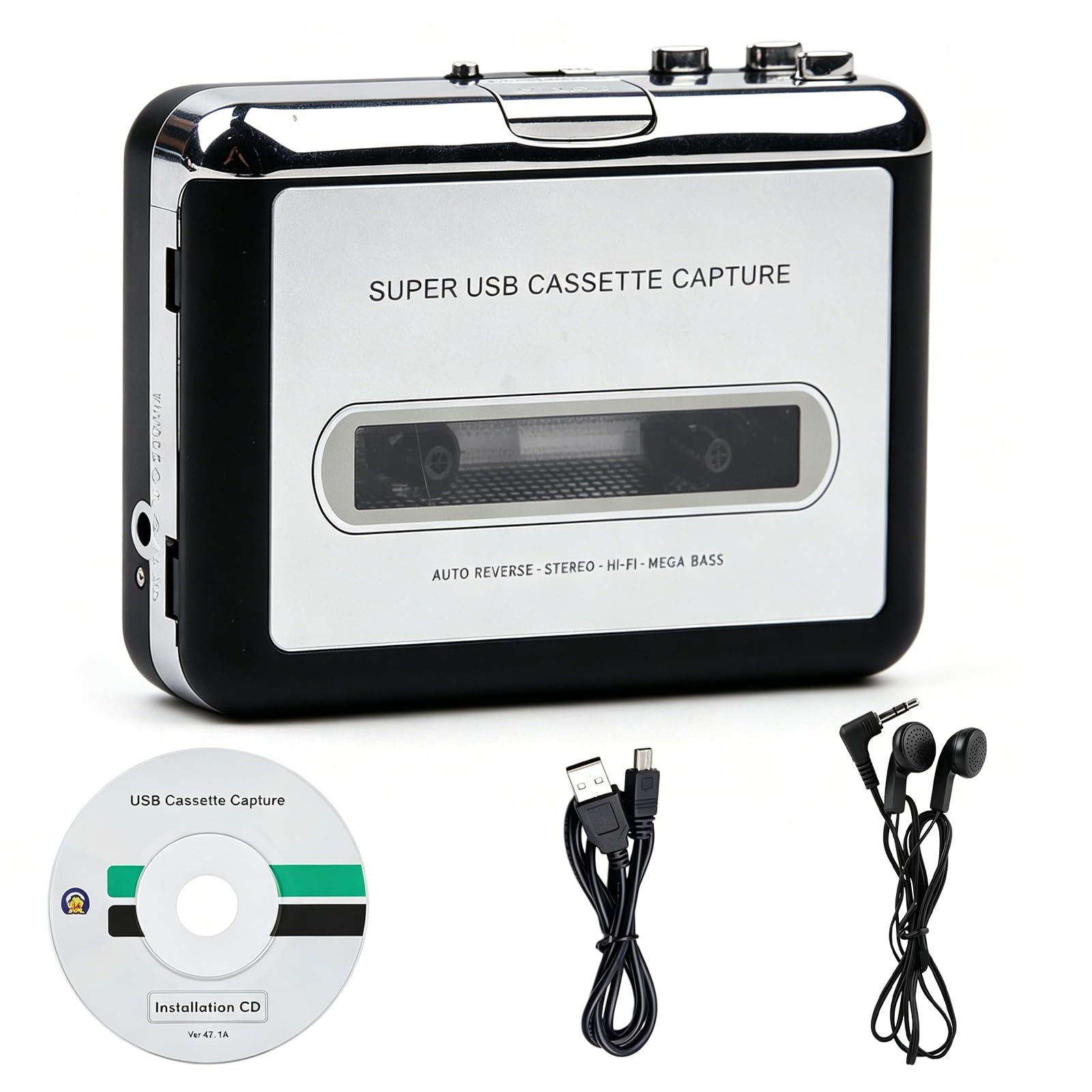 Tragbarer Kassettenspieler, Tragbarer USB-Kassettenspieler, Kassetten-Zu-Mp3-Konverter, Mini USB Kassettenaufnahmeband USB 2.0 Schnittstelle Für Digitalisierung Und Mobile Nutzung