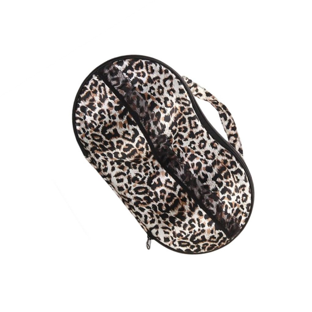 WOVEBIUS Bra Storage Box Underwear Organizer Zipper Closure Home Dormitory Closet Brassiere Case Bin with Handle Home Travel Leopard