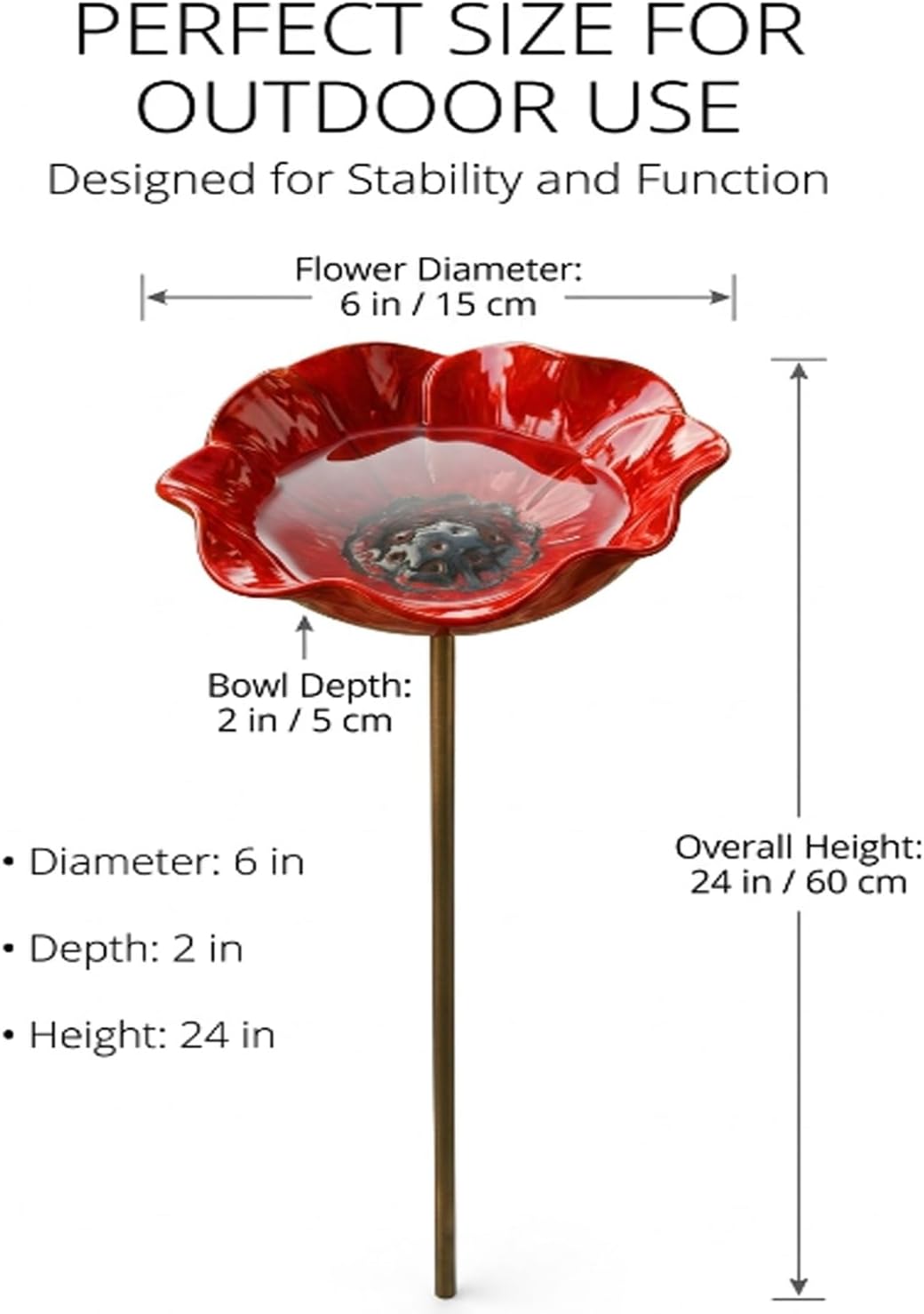 Handmade Metal Flower Garden Stakes Bird Bath Mini Bird Bath & Pollinator Water Station Everlasting Garden Blooms Metal Birds Baths Flower Birds Baths Outdoor Yard Art Decor Unique Gift