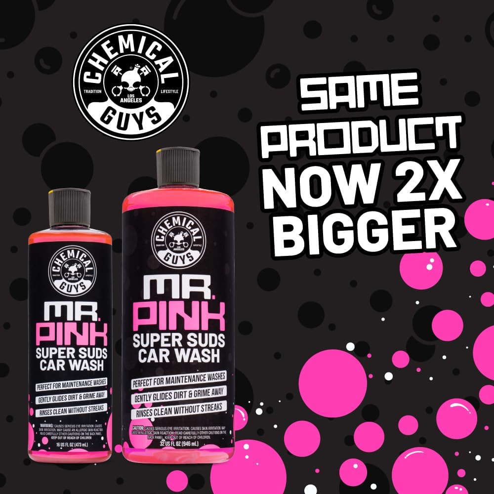 Chemical Guys Mr. Pink Foaming Car Wash Soap (Works with Foam Cannons, Foam Guns or Bucket Washes) Safe for Cars, Trucks, Motorcycles, RVs and More, Candy Scent, Extra Large Size 32 fl oz - CWS_402_32 2 Chemical Guys Mr. Pink Foaming Car Wash Soap (Works with Foam Cannons, Foam Guns or Bucket Washes) Safe for Cars, Trucks, Motorcycles, RVs and More, Candy Scent, Extra Large Size 32 fl oz - CWS_402_32