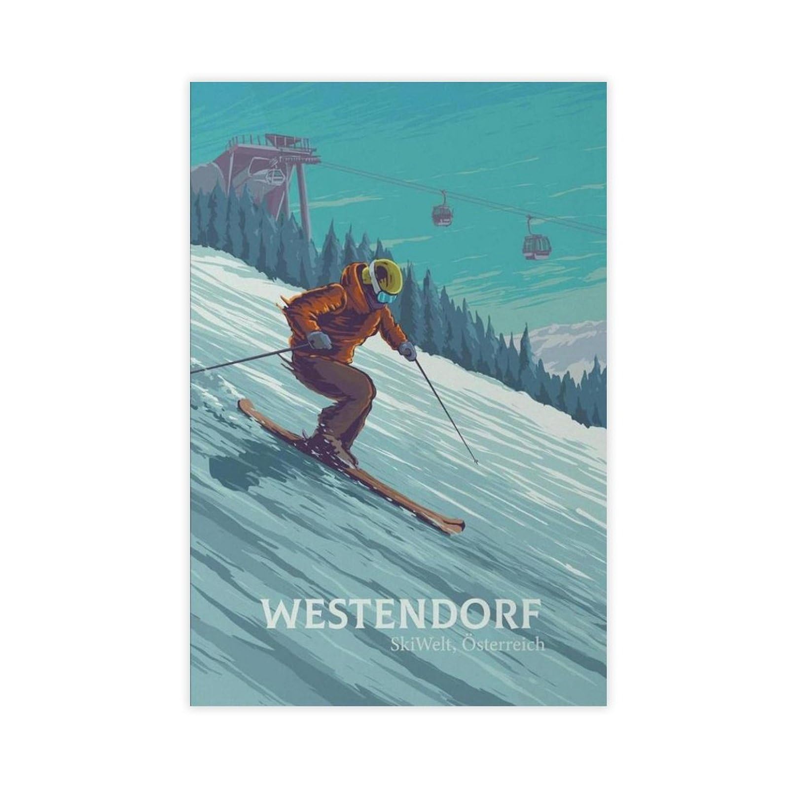 QGVBGF Westendorf Ski Resort, Skiwelt Austria Canvas Poster Bedroom Decor Landscape Office Room Decor Gift 12x18inch(30x45cm)